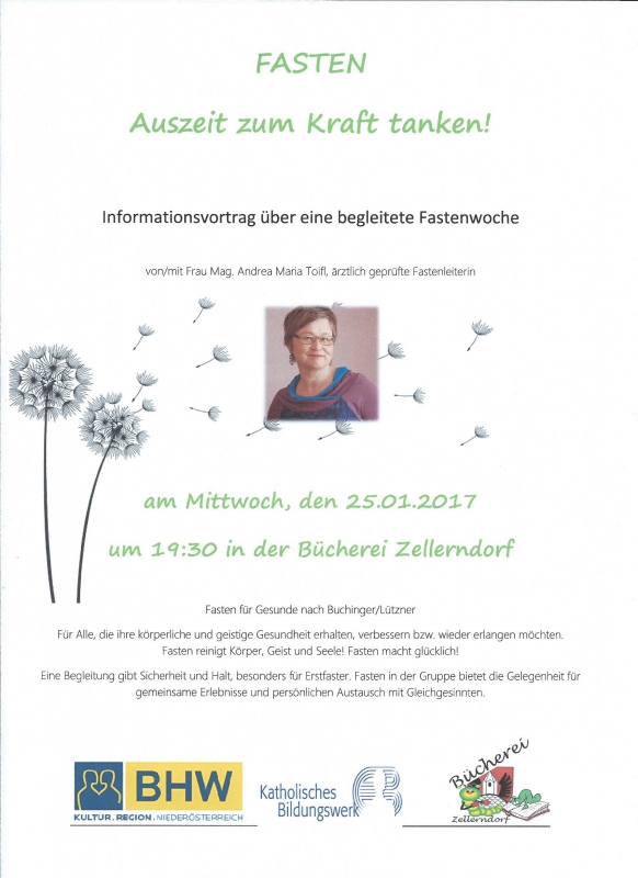 Einladung Fasten Auszeit zum Kraft tanken! Bibliothek Mediathek